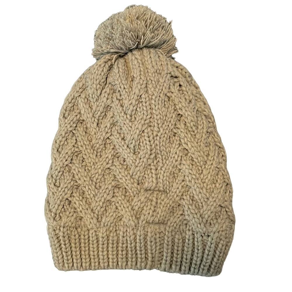 Dot Dash Pom Beanie Hat cable knit cozy Pom Pom Tobaggen